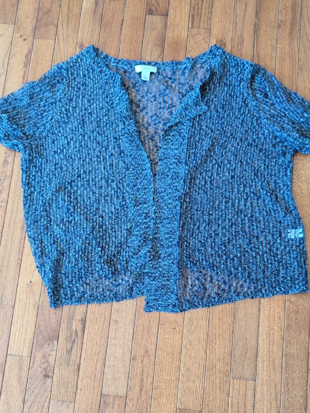 CJ Banks Blue Short-Sleeve Open Cardigan